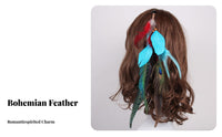 Feather Hair Fastener Handmade Peacock Feather Hair Fastener Colorful Feathers Chic Able for Women, Photography Shoots