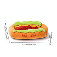 Soft Hot Dog Pet Bed Bolster Hot Dog Bed Soft Washer and Dryer Friendly for Young Dogs