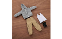 1/12 Scale Male Figure Outfit Functional Zipper 1/12 Scale Figure Clothes Textile Miniature Hoodie and Cargo Pants Set for Photography