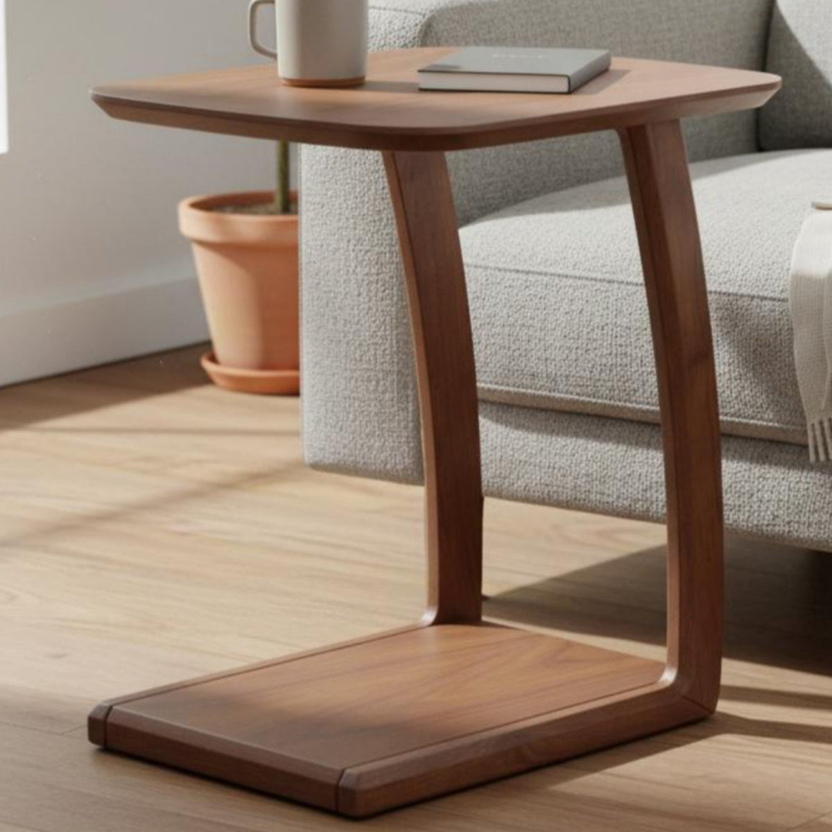 Movable Bedside Table Solid Wood Wooden Sofa Snack Table Modern Minimalist Design Home Furniture for Living Room, Bedroom, Small Areas