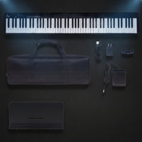 Full-Size Portable Keyboard Piano Rechargeable Piano with Carrying Bag Compact Keyboard with Music Stand for Beginners, Students, Travelers, Travel, Home Practice