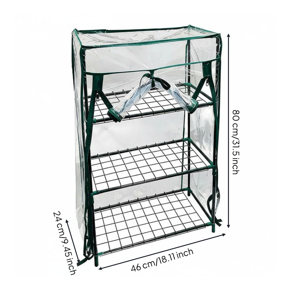 Three-Tier Greenhouse Shelf Clear PVC Plant Greenhouse Shelf Wire-Mesh Shelves