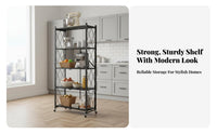 Foldable Storage Rack Installation Foldable Storage Shelf Carbon Steel Foldable Metal Trolley for Homeowners, Renters, Kitchen, Pantry, Garage