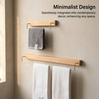 Towel Rack Wall Mounted Wooden for Bathroom, Punch Hanging for Washroom & Powder Room, Minimalist Bar, 20kg Capacity for Homeowners