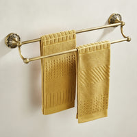 Double Towel Bar Antique Bronze Towel Rack with Decorative Base Strong for Washroom