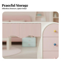 comprehensive Design Integrated Vanity and Drawer Chest Cream aesthetic Aesthetic Makeup Vanity with Side Cabinet Space-Saving Dressing Table long-lasting Construction for Small Apartment Residents, Women, Young Adults