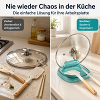 Lid holder, kitchen utensil holder & lid organizer, rectangular, PET, 17x15x7cm, for lids and spoons, splash-proof