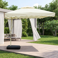Cantilever Patio Umbrella Hand-Crank Layered-Top Patio Umbrella Vented for Backyard, Poolside