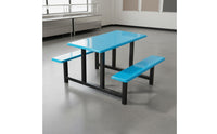 Easy to Clean Stainless Steel Dining Table Bench Single-Piece Heavy Duty Dining Hall Table with Attached Benches Integrated Cafeteria Seating for School, Restaurant