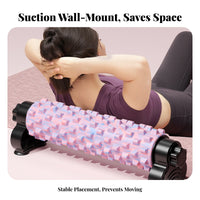 Suction Cup Foam Roller Grip Wall-Attached Configuration Mounted Spine Relief Tool Deep Tissue Massage Fitness Equipment for Athletes, Beginners