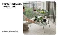 2-Tier Planter Holder Freestanding 2-Tier Metal Stand Non-Slip Pads for Balcony