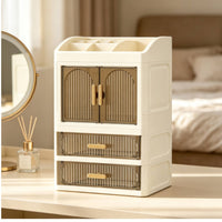 Cosmetic Storage Cabinet Large Capacity Desktop Vanity Organizer Space-Saving Makeup Cabinet with Drawers for Dressing Table, Washroom Counter