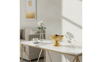 Pedestal Fruit Bowl Gold-Colored Bowl Embossed Serving Dish for Hosts, Centerpiece, Afternoon Tea, Pastry Presentation