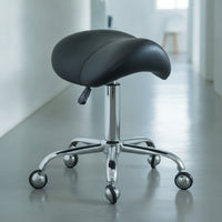 Height-Adjustable Rolling Saddle Stool Ergonomic Rolling Saddle Chair Compact Stool with Wheels Sturdy for Artists, Beauty Parlor