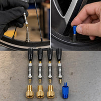 Bicycle Presta to Schrader Valve Adapter Kit with Dust Caps