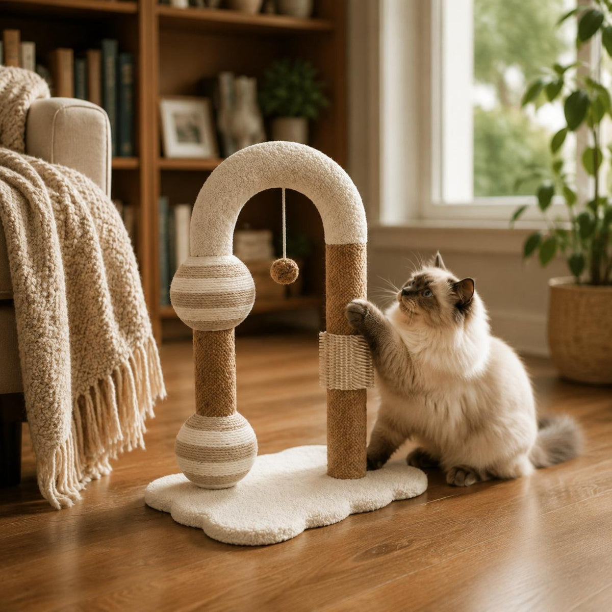 Arched Cat Scratch Post Interactive Cat Scratch Curved Animal Furniture