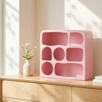 Cubby Shelf with Rounded Frame Compact Wall-Mounted Display Shelf Sturdy Multi-Compartment Display Unit for Cafe, Entryway