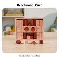 Wooden Building Blocks Beech Wood Stacking Block Puzzle Geometric Shape Sorter Set for Children