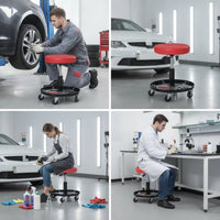 Automotive Stool with Tool Tray Padded Rolling Stool with Tool Tray Heavy Duty for Auto Repair Shop