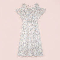 Summer Dress for Plus Size Women with Off Shoulder Neckline, Floral Midi in Sheer Fabric for Casual Wear