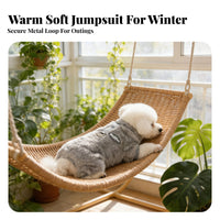 Built-in Leash Attachment Winter Dog Coat with Harness Full Body Coverage Four-Legged Dog Single Sie Soft Material for Snowy Days, Walking