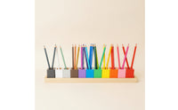 Multi-Color Wooden Pen Holder with Cups Colorful Desktop Pencil Cup Organizer Upright Pencil Holder Organizer Versatile for Teachers, Kids, Study Desk, Classroom, Art Station