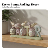 Easter Bunny Egg Figurine Creative Resin Statue Ornaments for Spring, Home Decor for Living Room, Shop Window Tabletop Decoration