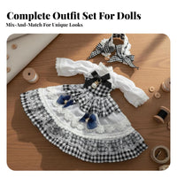 30cm Doll Dress Set Multi-Layered Design Maid Design Doll Dress Lace Trim BJD Clothing for Hobbyists