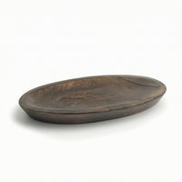 Oval Wooden Tray Handcrafted Oval Serving Tray Platter with Raised Edge for Coffee Table
