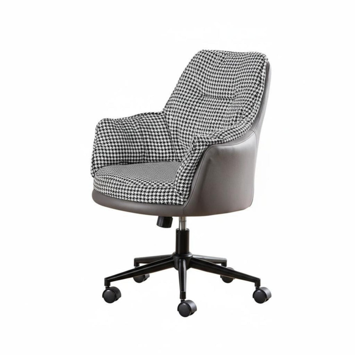 360-Degree rotate Upholstered Rolling Task Chair Comfortable padding Upholstered Shell Chair with casters Adjustable Height Vanity Seat Ergonomic Design for Home Office Workers, Students, Adults, Bedroom, Study Room