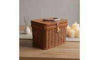 Decorative Lidded Woven Basket Rustic Design Handled Storage Basket Vintage Look Large Capacity for Wedding
