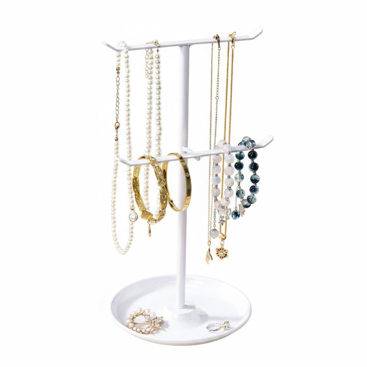 Necklace Hanger Open-Frame Jewelry Organizer with Round Base Multi-Functional Jewelry Tree for Women, Girls, Vanity