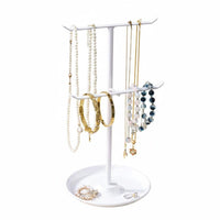 Necklace Hanger Open-Frame Jewelry Organizer with Round Base Multi-Functional Jewelry Tree for Women, Girls, Vanity