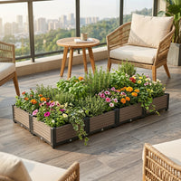 Dark Brown Planter Box, 17cm PP Garden Planter Box with Drainage, for Home Gardening, Patio & Balcony Vegetable Planter Box