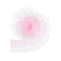 Double-Layer Lace Trim Decorative Lace Ribbon with Ruffles Translucent Ruffled Ribbon for Crafters, Garment Decoration