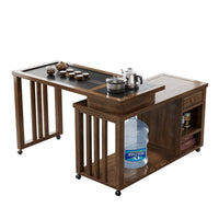 1 Piece Solid Wood Kung Fu Tea Table Wooden Tea Ceremony Furniture Space Saving Design Mortise and Tenon Joinery Suitable for Balcony Patio Study Homeowners Adults