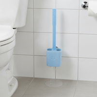 Wall-Mounted Silicone Toilet Brush Set with Long Handle for Bathroom Cleaning