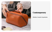 Multi-Compartment Large Capacity Makeup Bag Multiple Compartments Portable Travel Toiletry Bag Long-Lasting Handle for Women, Vacation