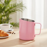 304 Stainless Steel Latte Art Pitcher with Eagle-Beak Spout Angled Milk Frothing Pitcher with Measurement Markings Matte Espresso Milk Jug with Handle Brushed for Baristas, Coffee Lovers
