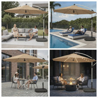 Offset Umbrella with Base Resistant Cantilever Umbrella Water-Repellent for Garden, Poolside