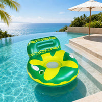 With Backrest Inflatable U-Shaped Water Seat Heavy Duty PVC Light up Pool Chair Easy to Inflate Glowing Pool Buoyant Seat Sofa Long-Lasting for Adults, Beach, Lake, Vacation