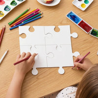 24 Pieces Customizable Blank Cardboard Puzzle Write-on Blank Jigsaw Puzzle White Creative for Crafters, Kids, Art Projects, Classroom Crafts, Birthday Parties