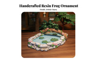 Handmade Resin Frog Pond Ornament Waterproof Miniature Pond with Frogs Statue Lifelike Design for DIY Enthusiasts, Aquatic Aquarium