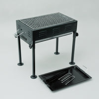 Briquettes Grill with Removable Tray Rectangular Japanese Briquettes Grill Heat-Resistant Barbecue for Patio