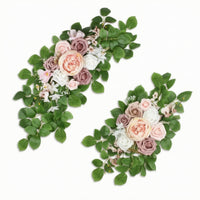 2 Pieces Wedding Arch Flowers Silk Artificial Flower Swags Floral Swags Trailing for Brides, Welcome Sign, Ceremony