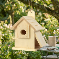 Wooden Nesting Structure with Slanted Wood Planks, Wall Mount Fir Wood Outdoor Shelter for Nesting, Small Avian Garden Decor and Backyard Nest