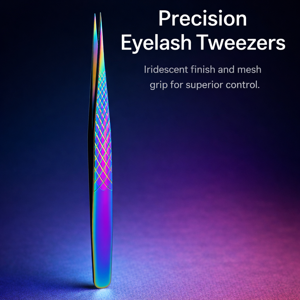 Tweezers for Lash Technicians, Stainless Steel Curved Tip with Textured, Fine Isolation for Professional Application
