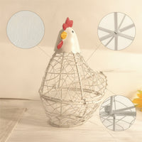 Decorative Chicken Basket Metal Wire Basket with Hinged Top Vintage Compact for Kitchen