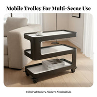 Modern Design Multi-Tier Storage Rolling Trolley on Wheels Space-Saving Design 3-Tier Rolling Stand Easy to Clean Wheeled Side Table Sturdy Construction for Apartment Dwellers, Office Workers, Living Room, Bedroom, Kitchen, Bathroom