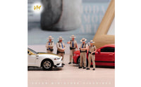 5 Pieces Hand-Painted Resin Police Figures White Hats Miniature Police Figures Tabletop Display Community Helper Figure